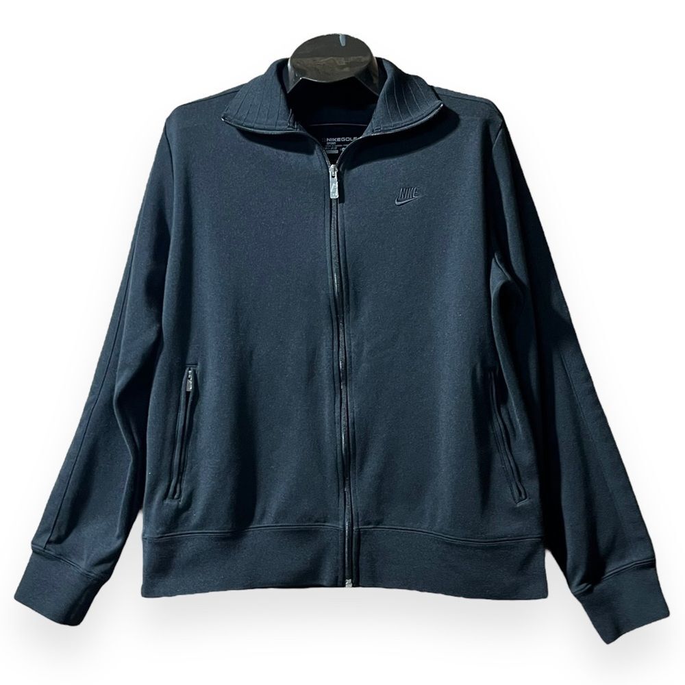 Nike Golf Dri‎ Fit Mens XL Black Full Zip Track Jacket Bomber Waistband Cuffs